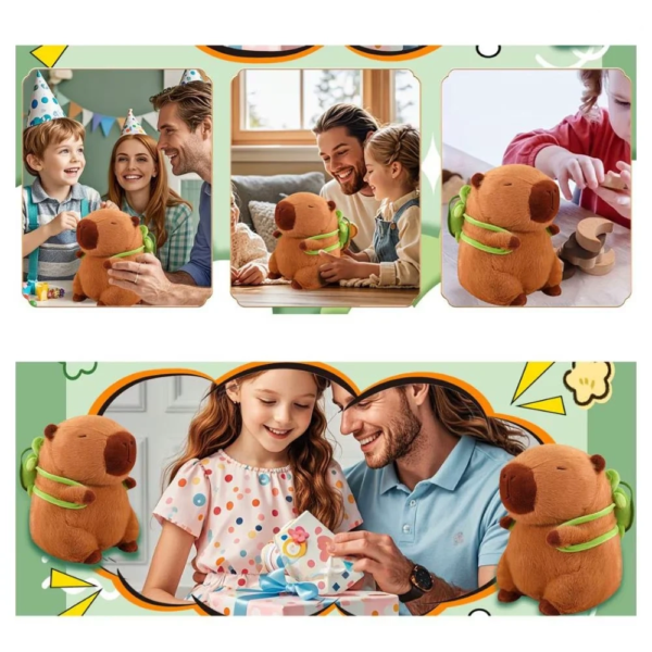 jucarie de plus capybara cu rucsac detasabil tip broasca testoasa, 23 cm, maro, impact vision® jucarie de plus capybara cu rucsac detasabil tip broasca testoasa, 23 cm, maro, impact vision®
