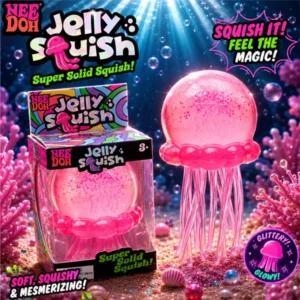 jucarie antistres meduza squishy senzoriala cu glitter, tentacule elastice, impact vision®, culoare roz
