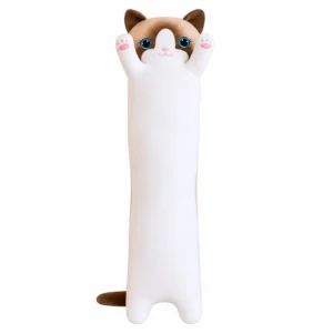 jucarie de plus pisica, tip perna, umplutura hipoalergenica, 110 cm, culoare gri soft (copie)