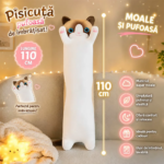 jucarie de plus pisica, tip perna, umplutura hipoalergenica, 110 cm, culoare gri soft (copie)