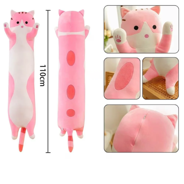 jucarie de plus pisica, tip perna, umplutura hipoalergenica, 110 cm, culoare roz jucarie de plus pisica, tip perna, umplutura hipoalergenica, 110 cm, culoare roz