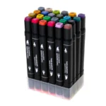 set 24 markere cu alcool impact vision®, culori intense pentru desen, schite, proiecte si husa inclusa