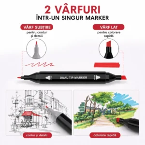 set 36 markere cu alcool impact vision®, culori intense pentru desen, schite, proiecte si husa inclusa set 36 markere cu alcool impact vision®, culori intense pentru desen, schite, proiecte si husa inclusa