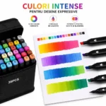 set 36 markere cu alcool impact vision®, culori intense pentru desen, schite, proiecte si husa inclusa