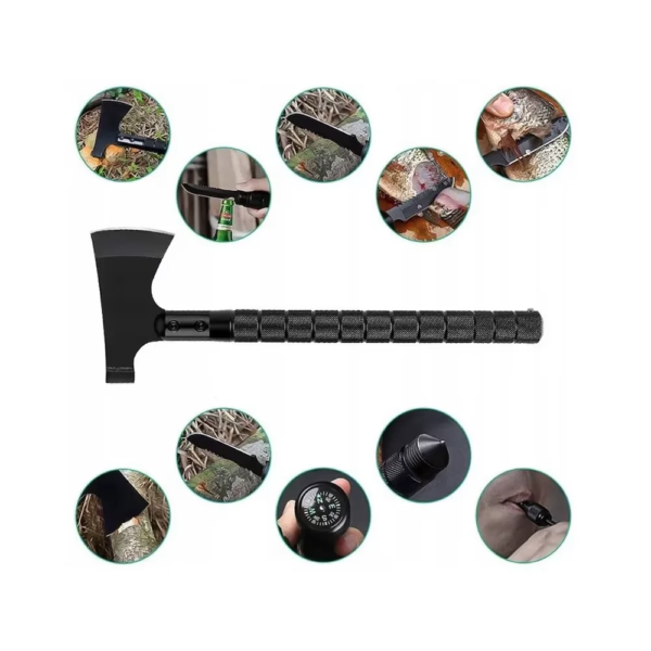 topor multifunctional 6 in 1 impact vsion®, cu amnar, fluier, cutit si busola, maner aluminiu, 43 cm topor multifunctional 6 in 1 impact vsion®, cu amnar, fluier, cutit si busola, maner aluminiu, 43 cm