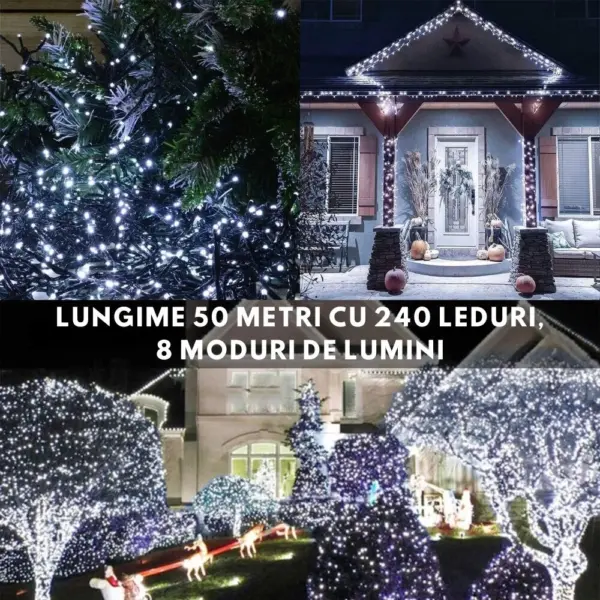 instalatie de craciun impact vision®, lungime 50 m, rola, 240 leduri, interior/exterior, 8 moduri, alimentare 220v, led, alb rece instalatie de craciun impact vision®, lungime 50 m, rola, 240 leduri, interior/exterior, 8 moduri, alimentare 220v, led, alb rece