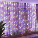 instalatie de craciun impact vision®, tip perdea, 3x3m, 300 leduri, 8 functii de iluminat, interconectabil, exterior, interior, multicolor
